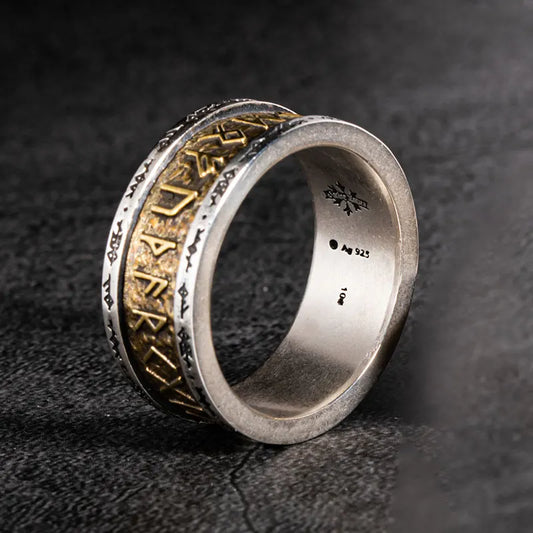 925 Silver Nordic Viking Runes Ring