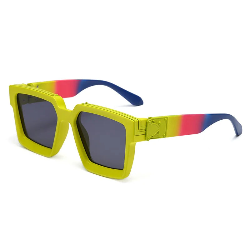 SHAUNA Retro Square Sunglasses 😎 UV400 Candy Colors & Silver Mirror