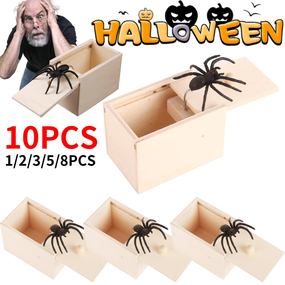 Trick Spider Wooden Scare Box – 1-10 PCS | Funny Hidden Prank Toy 🕷️🎁