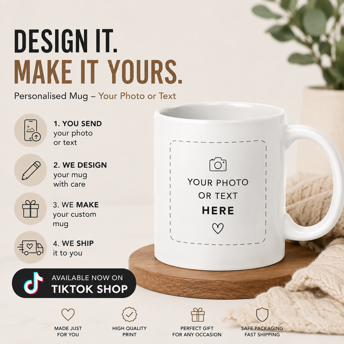 PERSONALISED MUG – YOUR PHOTO, YOUR TEXT, YOUR DESIGN