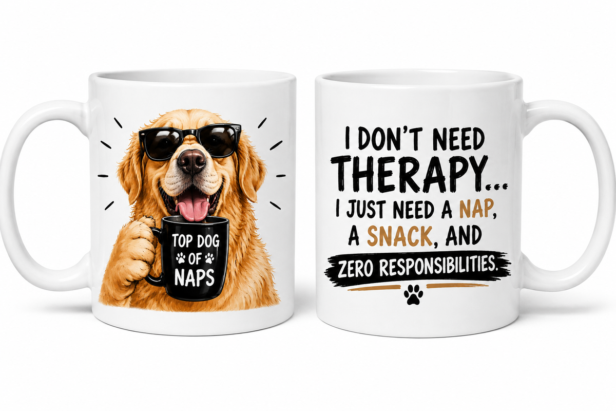 Funny Golden Retriever Mug – "I Don't Need Therapy..." | Cute Dog Coffee Mug | Gift for Dog Lovers