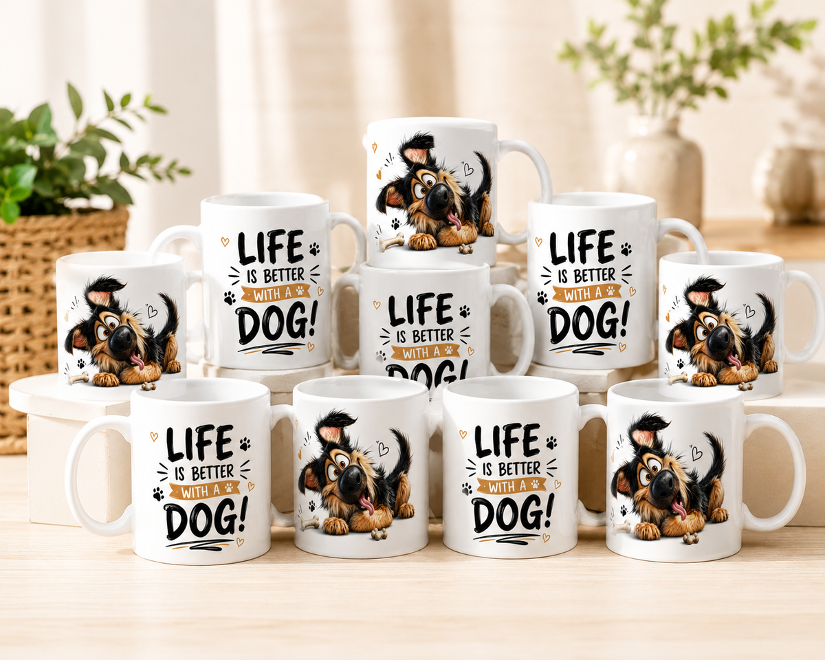 Life Is Better With A Dog Mug – Funny Dog Lover Coffee Mug | Cute Puppy Gift | Ceramic Mug