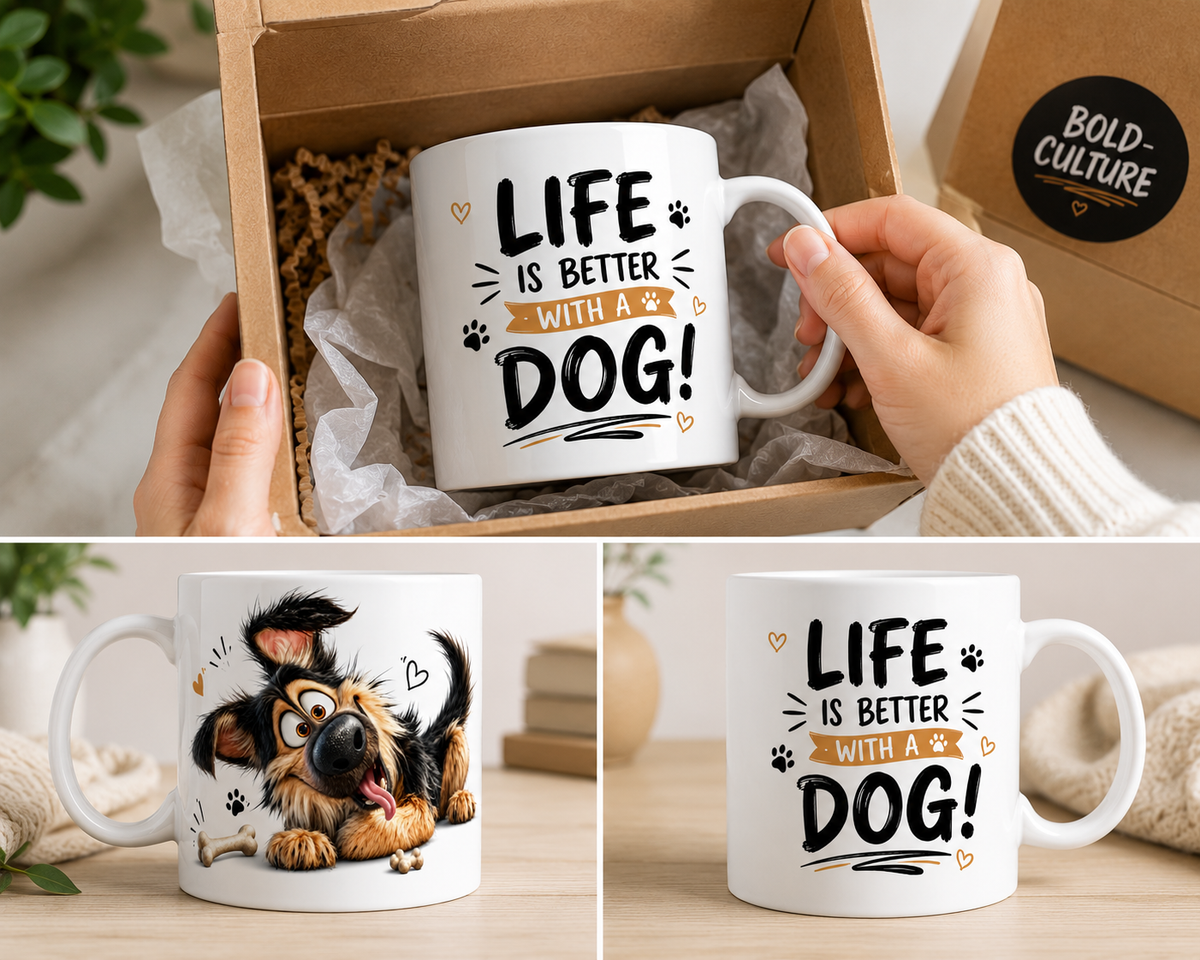 Life Is Better With A Dog Mug – Funny Dog Lover Coffee Mug | Cute Puppy Gift | Ceramic Mug