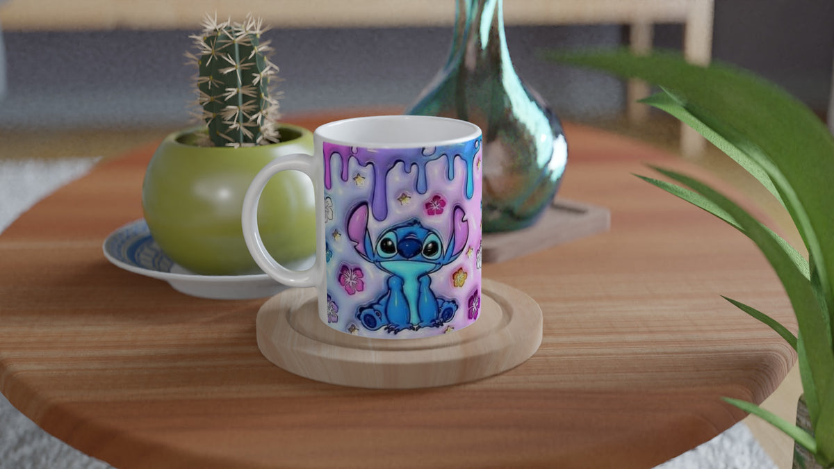 Cute Blue Cartoon Creature, Pastel Fantasy Design, Coffee Mug 11oz