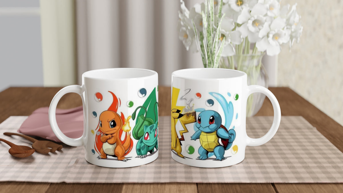 Pokémon Classic Team Ceramic Mug 11oz – Pikachu, Charmander, Bulbasaur & Squirtle