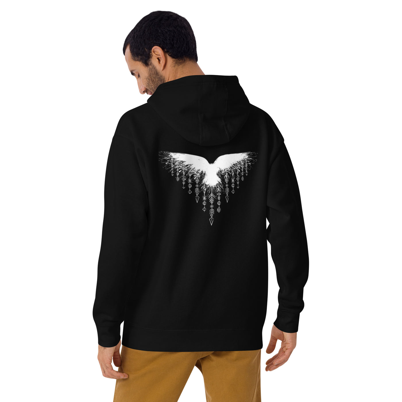 Raven with runes Mens Hoodie