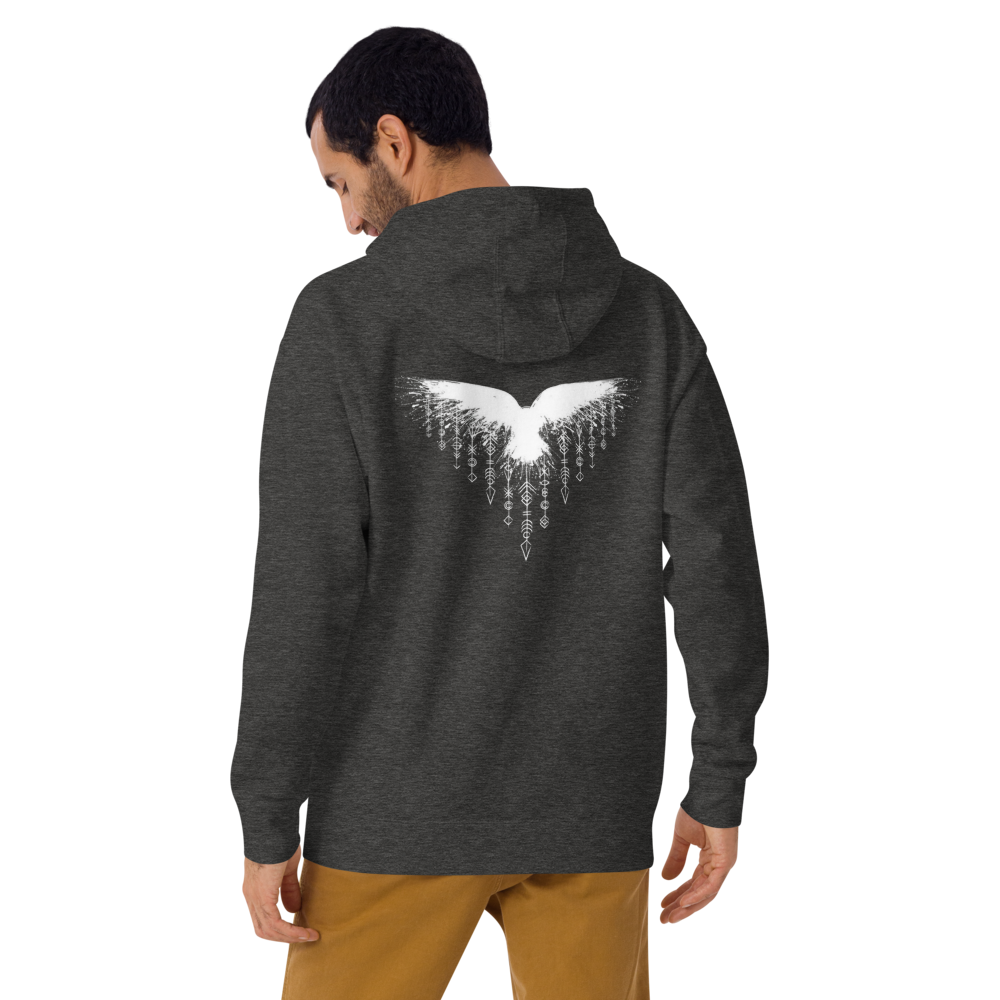 Raven with runes Mens Hoodie