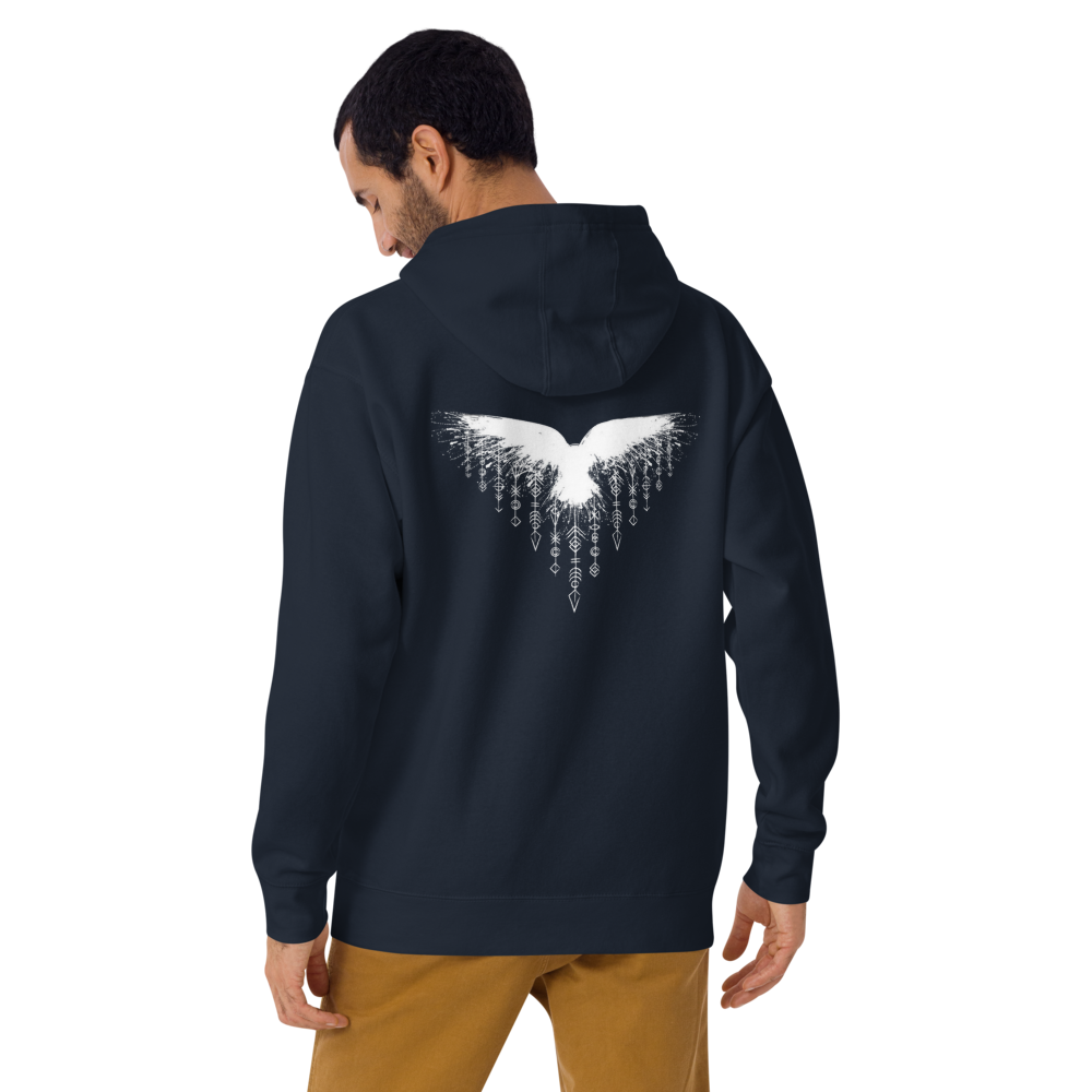 Raven with runes Mens Hoodie